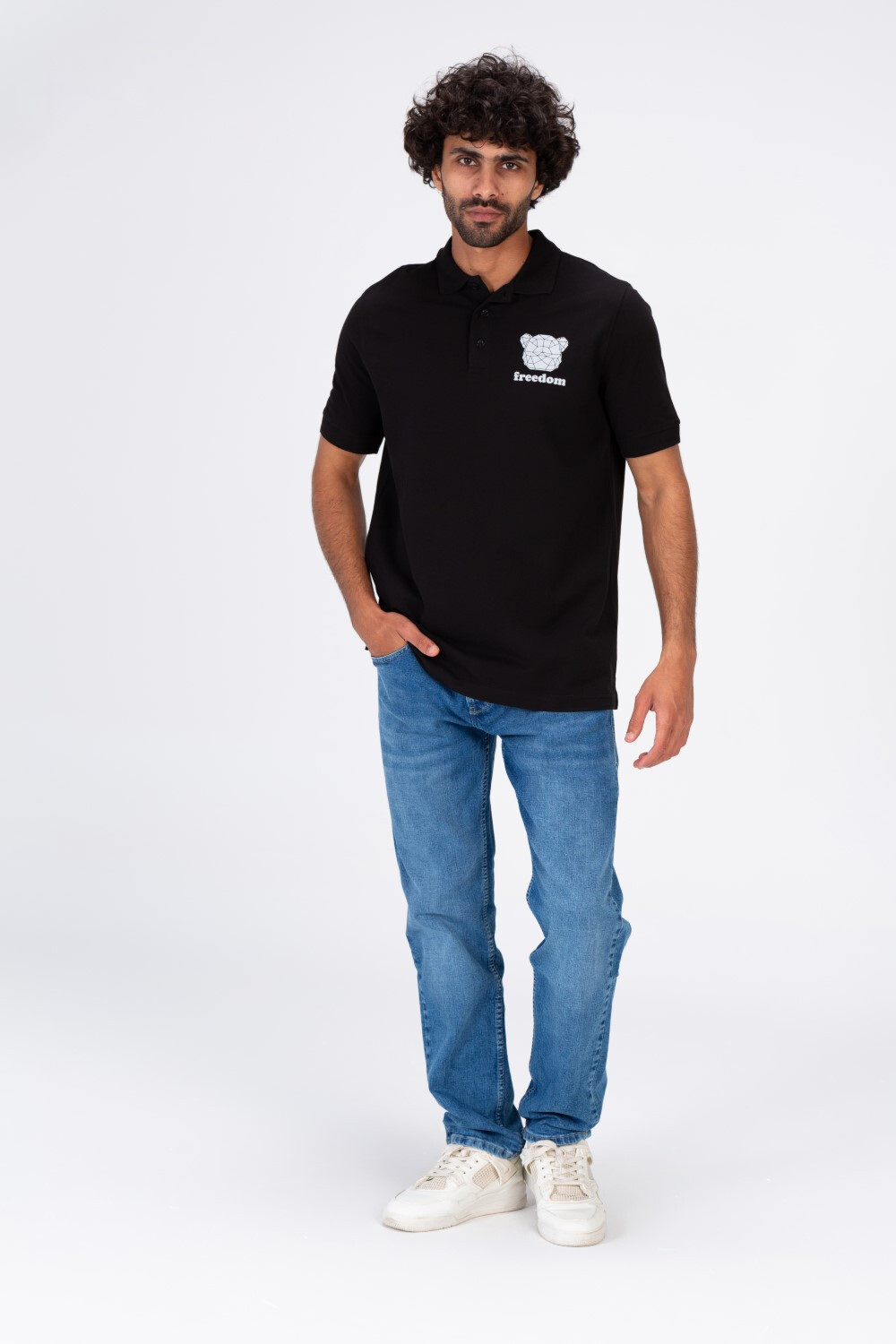 Mens Polo Regular Fit Half Sleeves T-shirt With Collar And Freedom Print