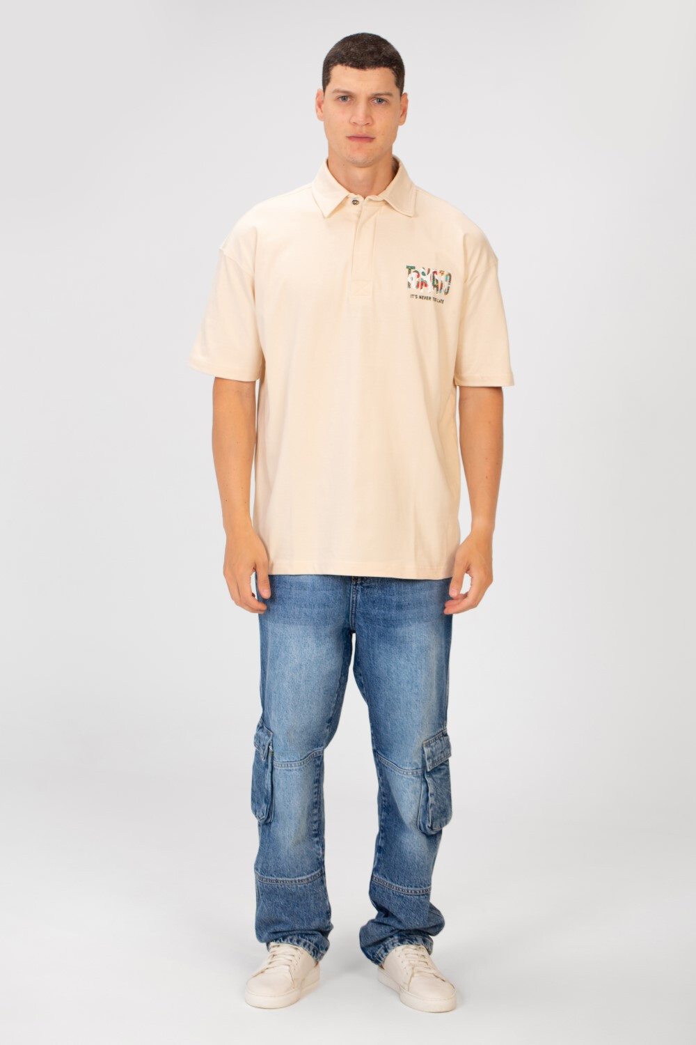 Men's Regular Fit Polo Neck Short Sleeve T-shirt With Colorful Tomato Print