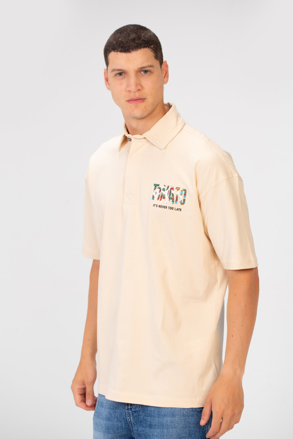 Men's Regular Fit Polo Neck Short Sleeve T-shirt With Colorful Tomato Print