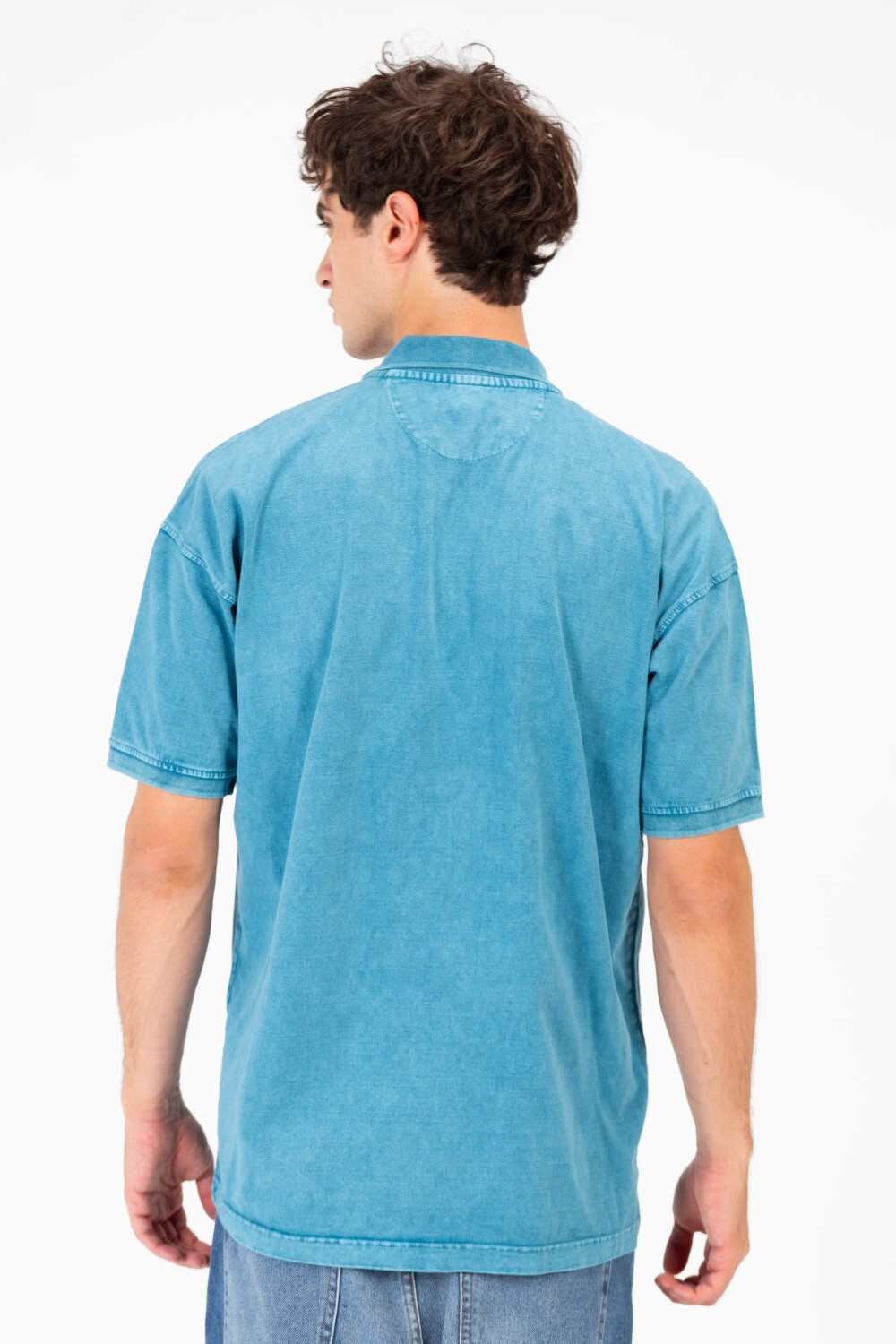 Men's Printed Short Sleeve Regular Fit Half Button Polo T-Shirt