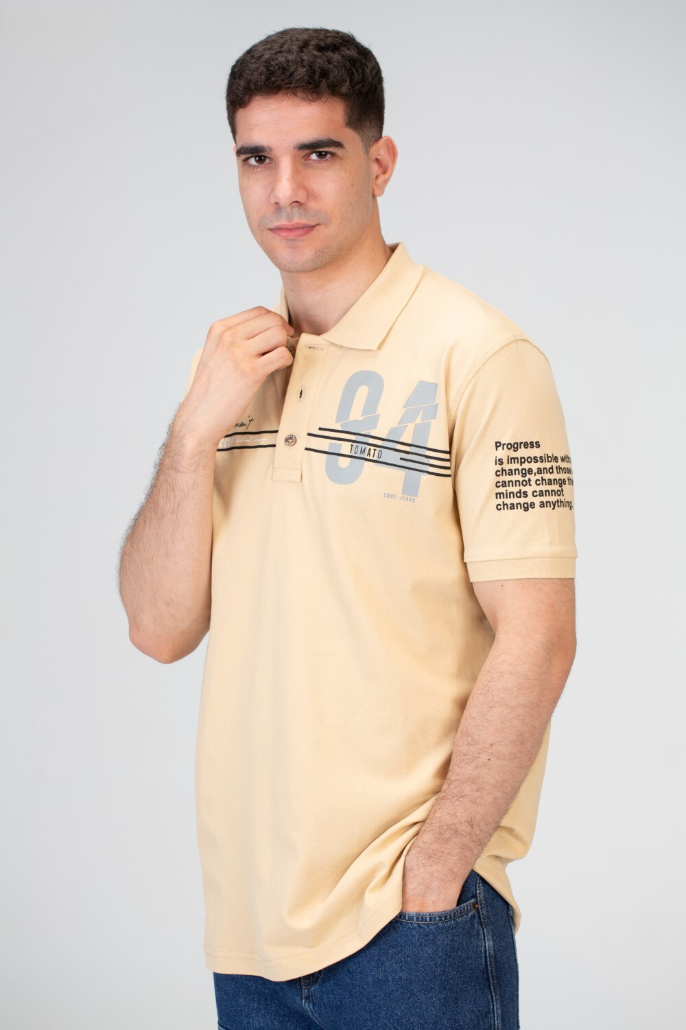 Mens Slim Fit Polo Shirt With Round Neck And Short Sleeves