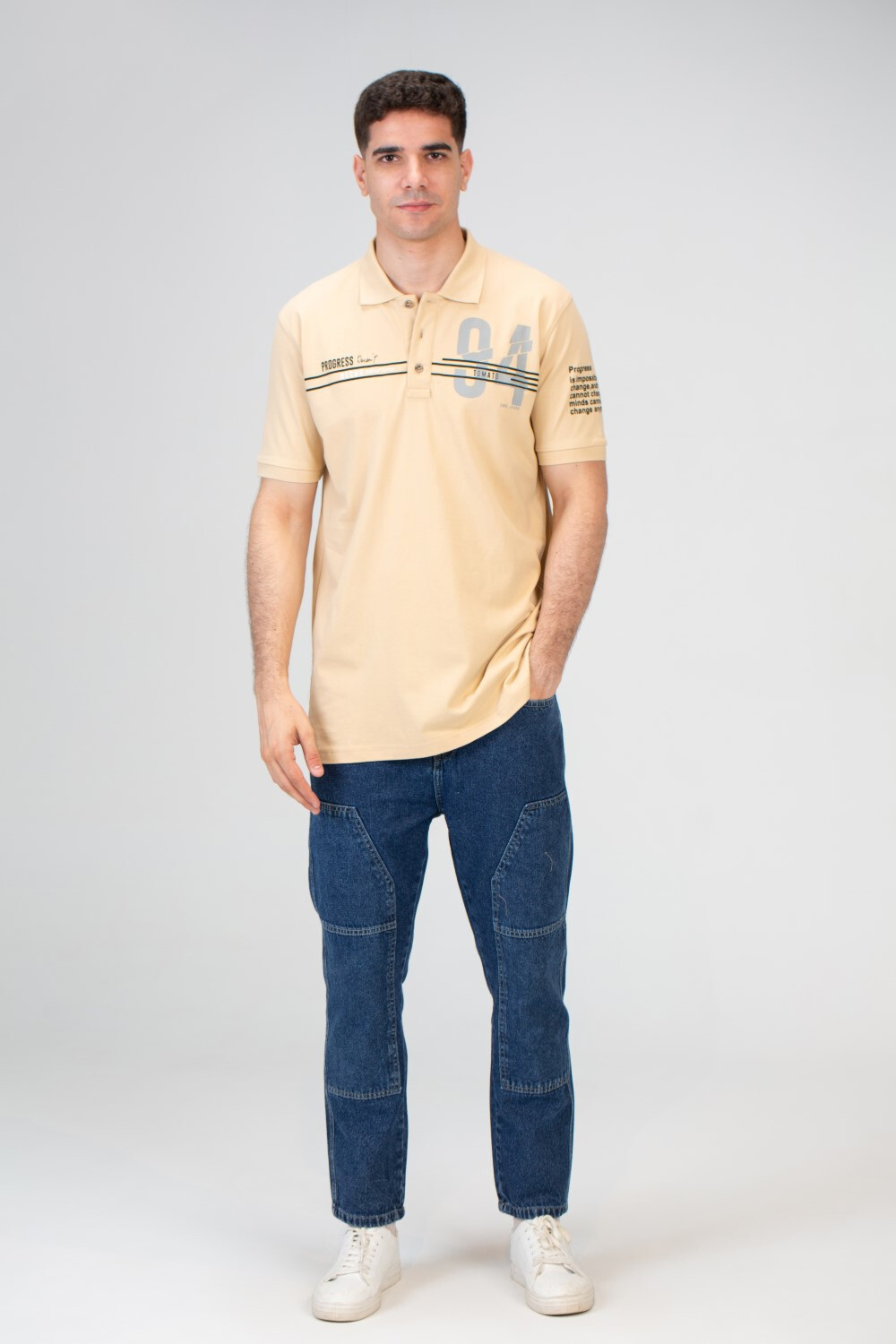 Mens Slim Fit Polo Shirt With Round Neck And Short Sleeves