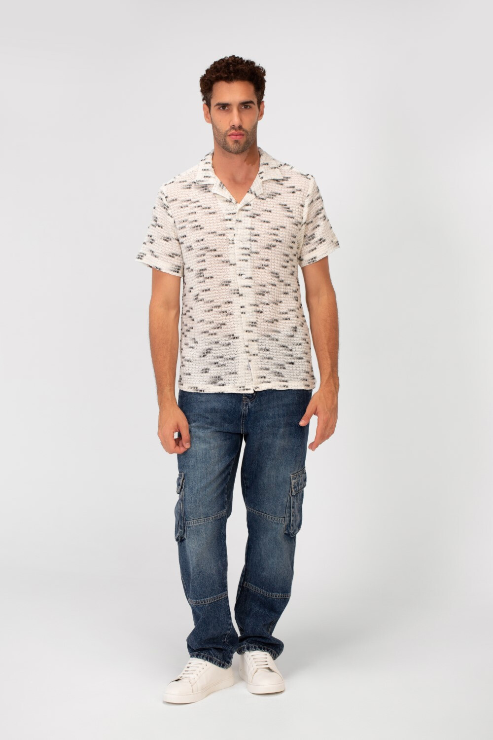 Men's Short Sleeve Slim Fit Transparent Modern Mesh Shirt