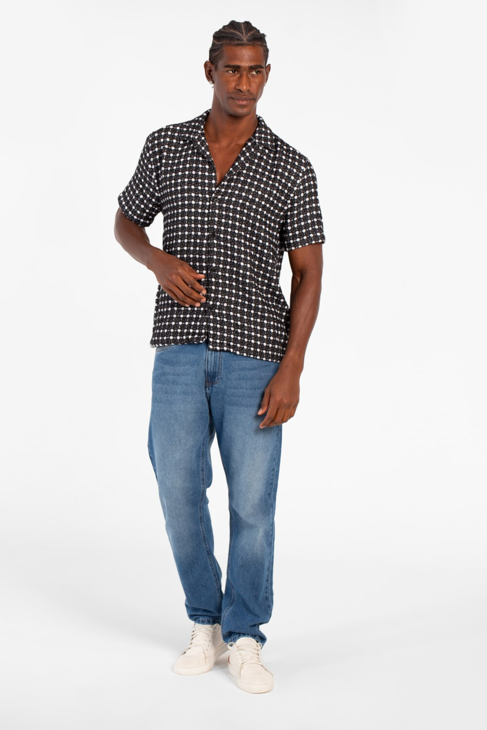 Men's Dotted Short Sleeve Slim Fit Shirt In High Quality Modern Design