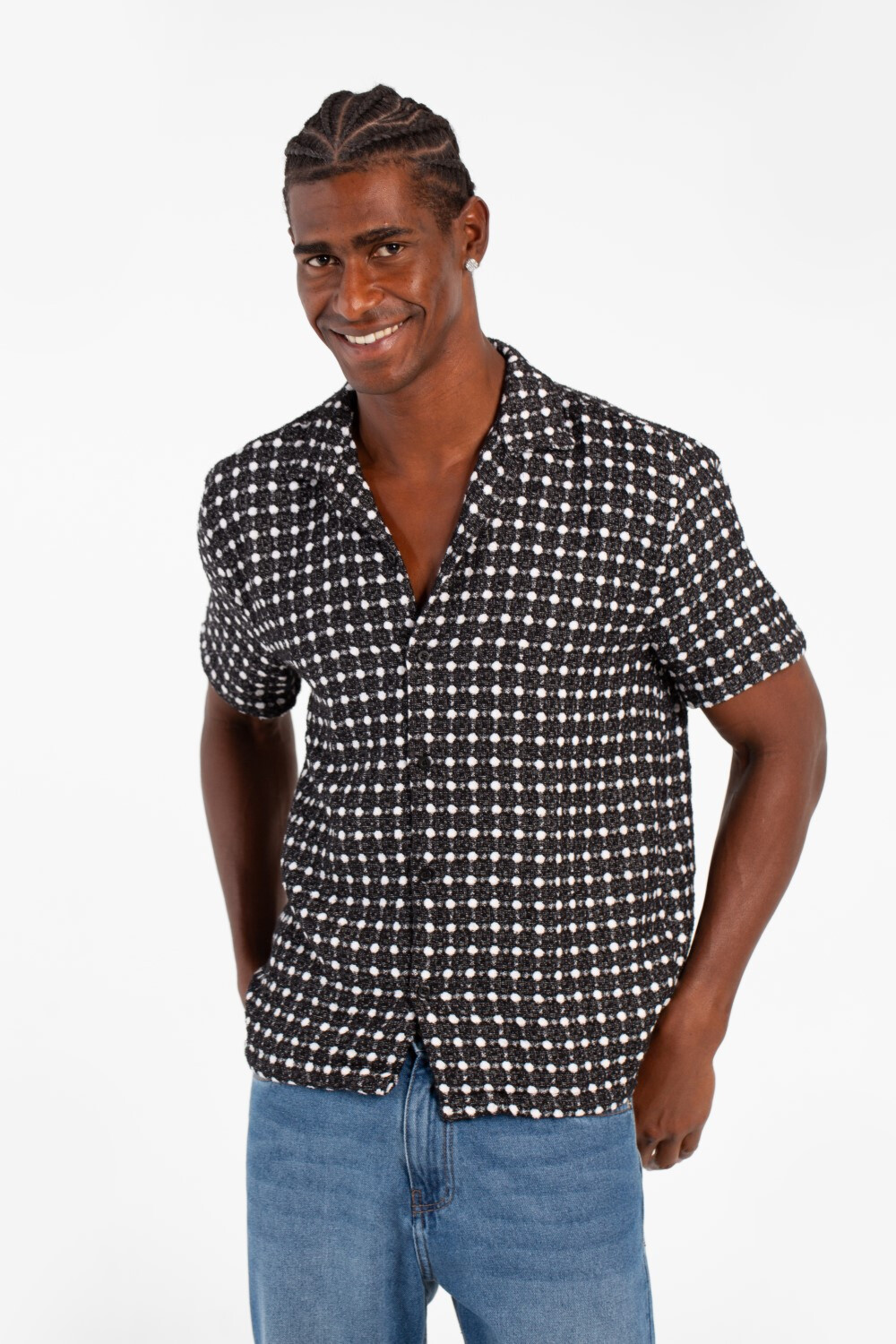 Men's Dotted Short Sleeve Slim Fit Shirt In High Quality Modern Design