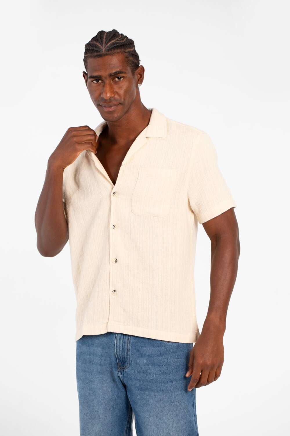 Men's Basic Slim Fit Mesh Short Sleeve Shirt With Front Pocket