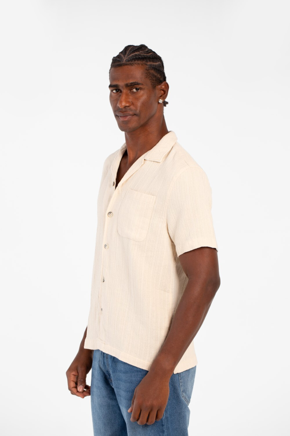 Men's Basic Slim Fit Mesh Short Sleeve Shirt With Front Pocket