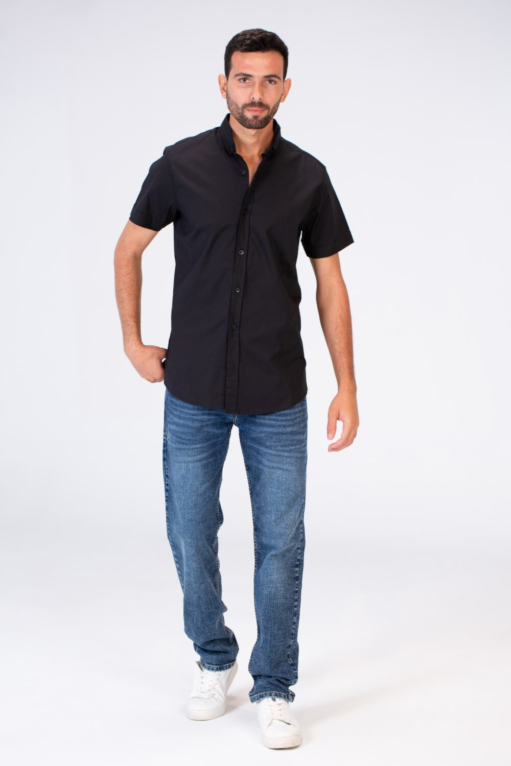 Mens Half Sleeved Slim Fit Basic Plain Shirt Made Of Lycra Poplin Material