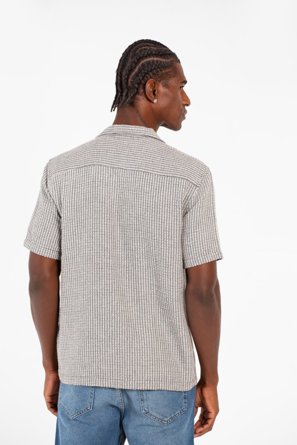 Men's Slim Fit Short Sleeve Striped Breathable Shirt With Front Pocket