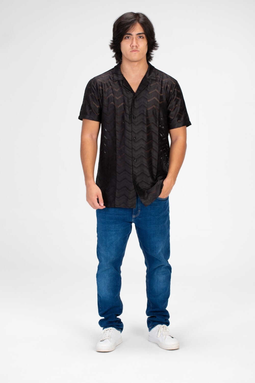 Men's Half Sleeve Slim Fit Shirt With A Unique Cut And Buttons On The Front