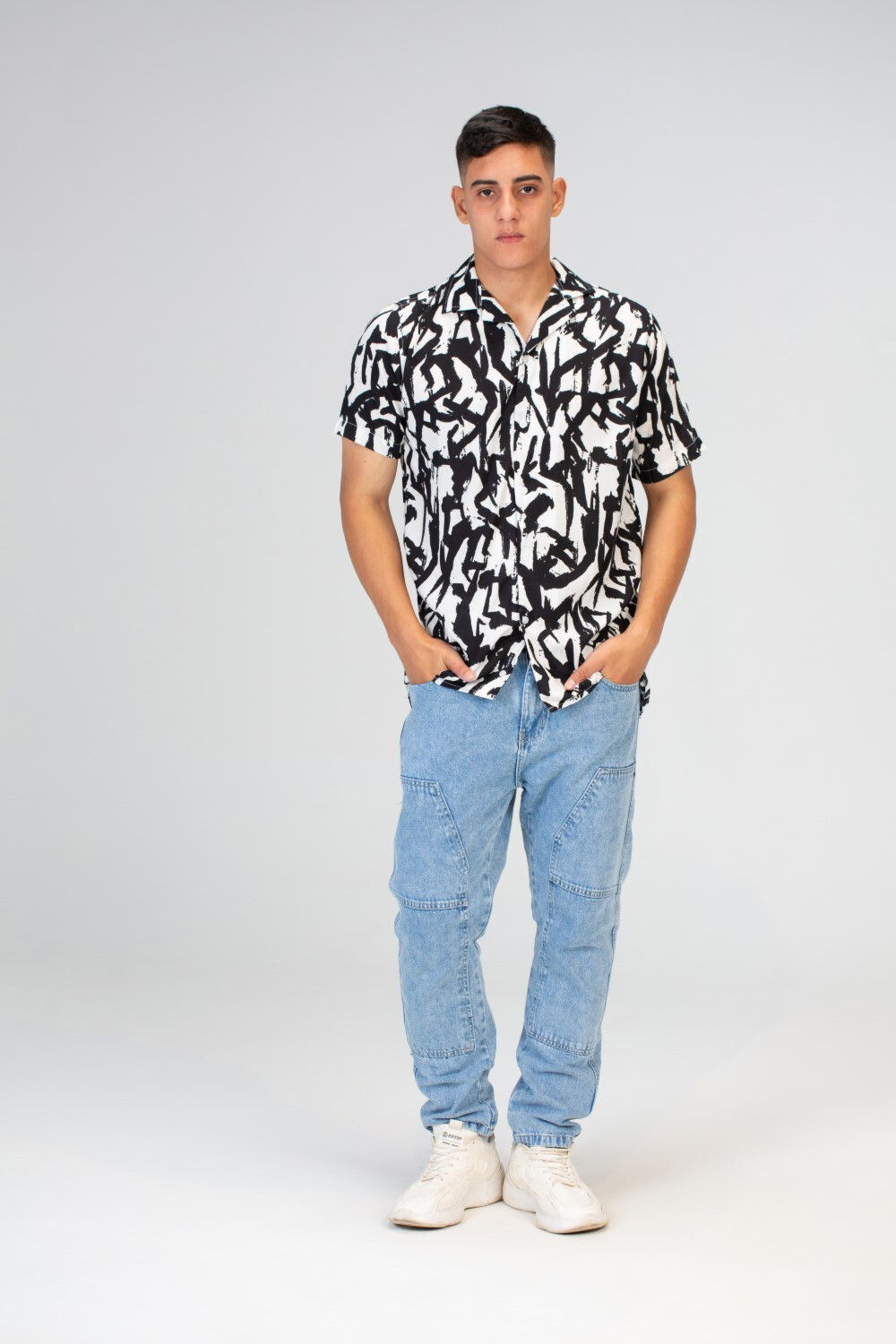 Mens Half Sleeved Jakar Printed Slim Fit Shirt Cotton Viscose