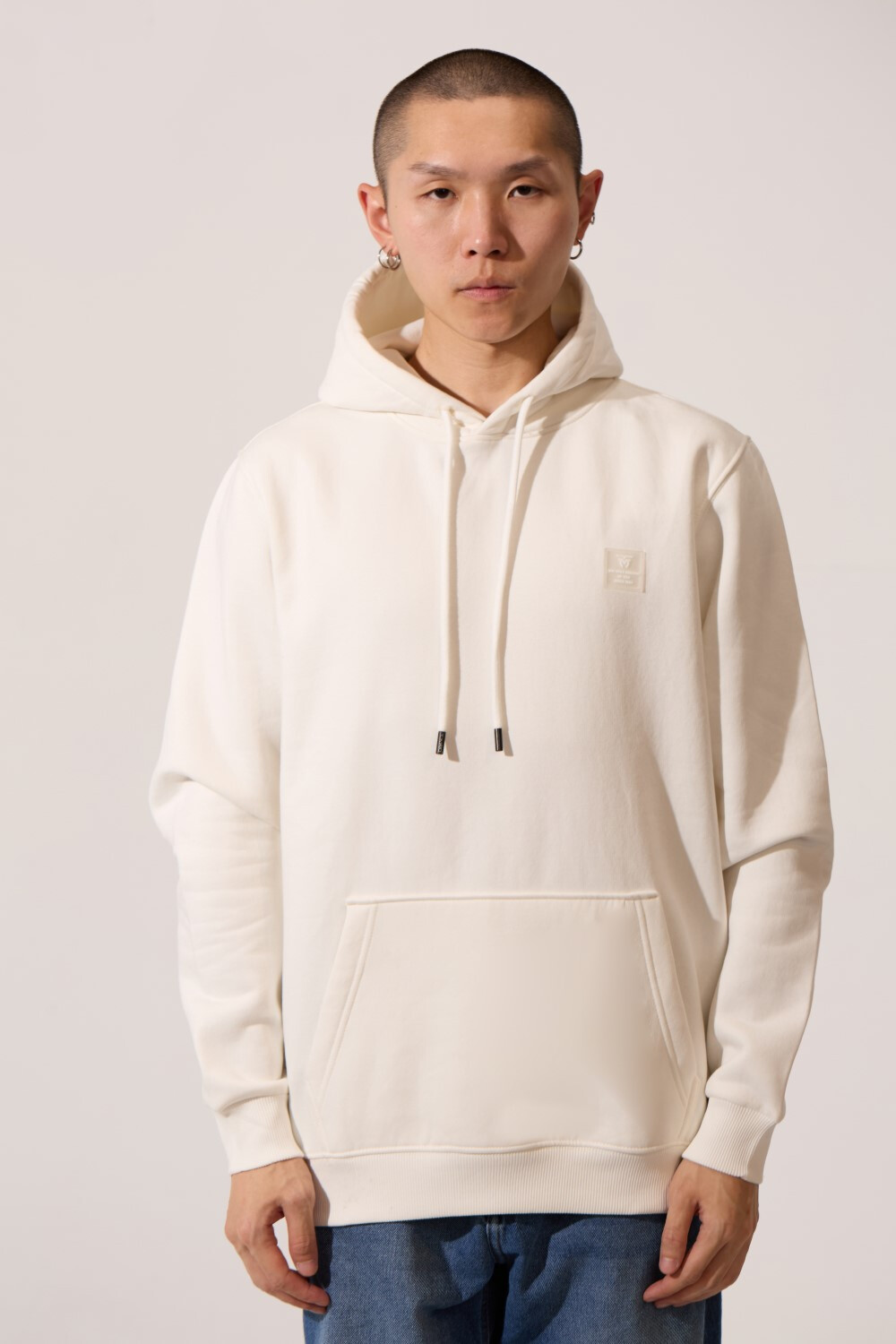 Men's Tomato Basic Slim Fit Long Sleeve Hood Sweatshirt White