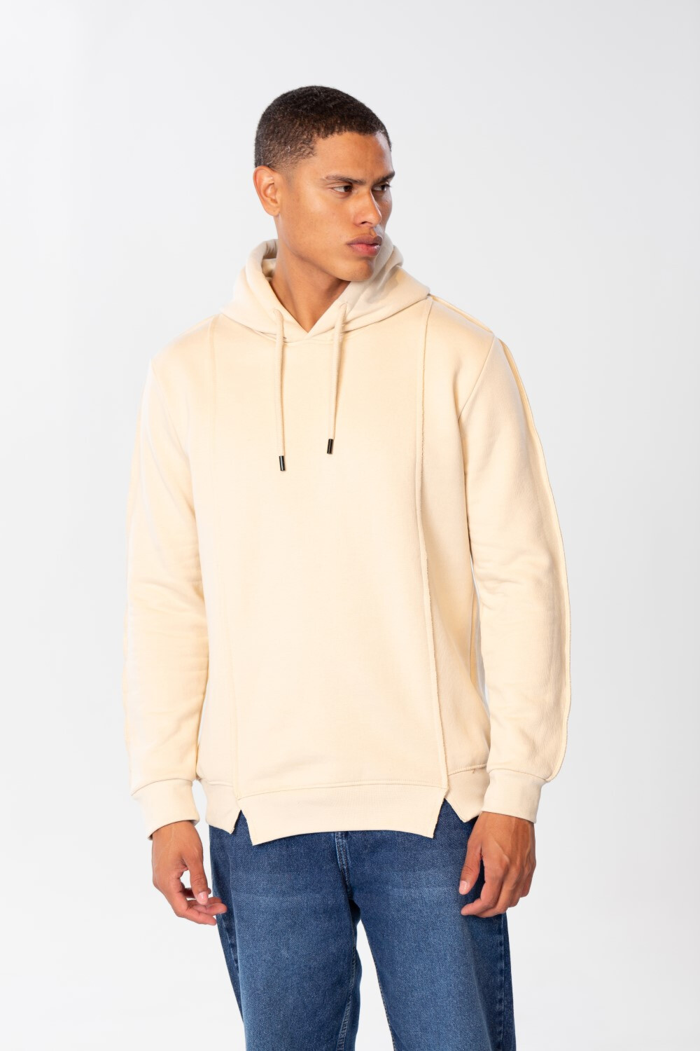 Men's Basic Plain Sweatshirt With Hood And Long Sleeves