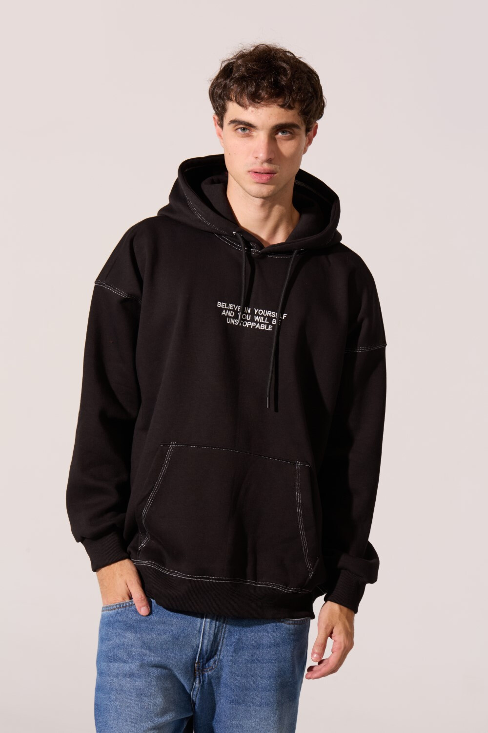 Men's Oversized Hooded Milton Sweatshirt With Front Print