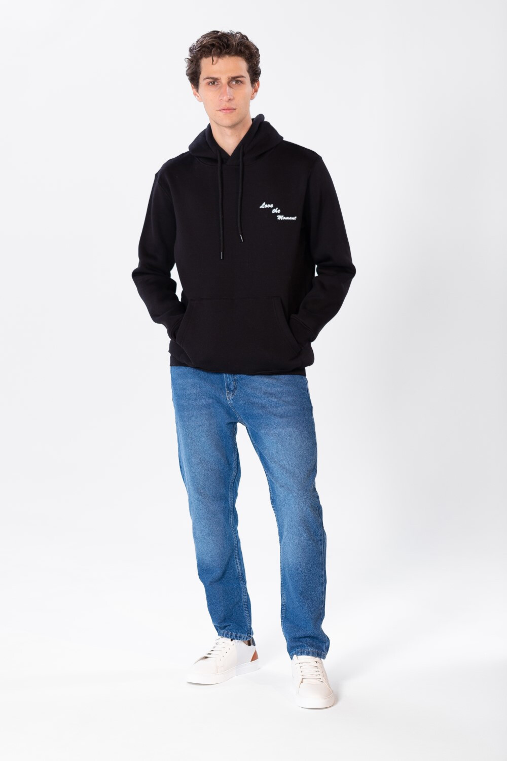Men's Regular Fit Hoodie With Long Sleeves And Text Print