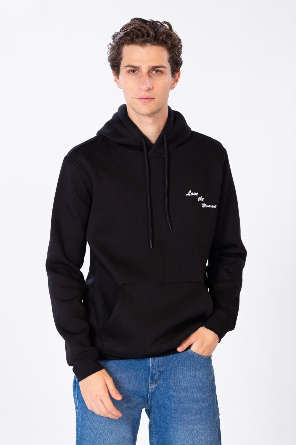 Men's Regular Fit Hoodie With Long Sleeves And Text Print