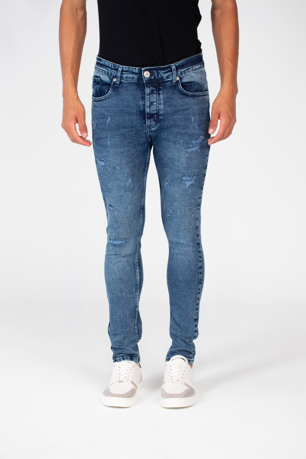 Men's Skinny Cutting Jeans Pants With Five Pockets And Badge Tomato In The Back