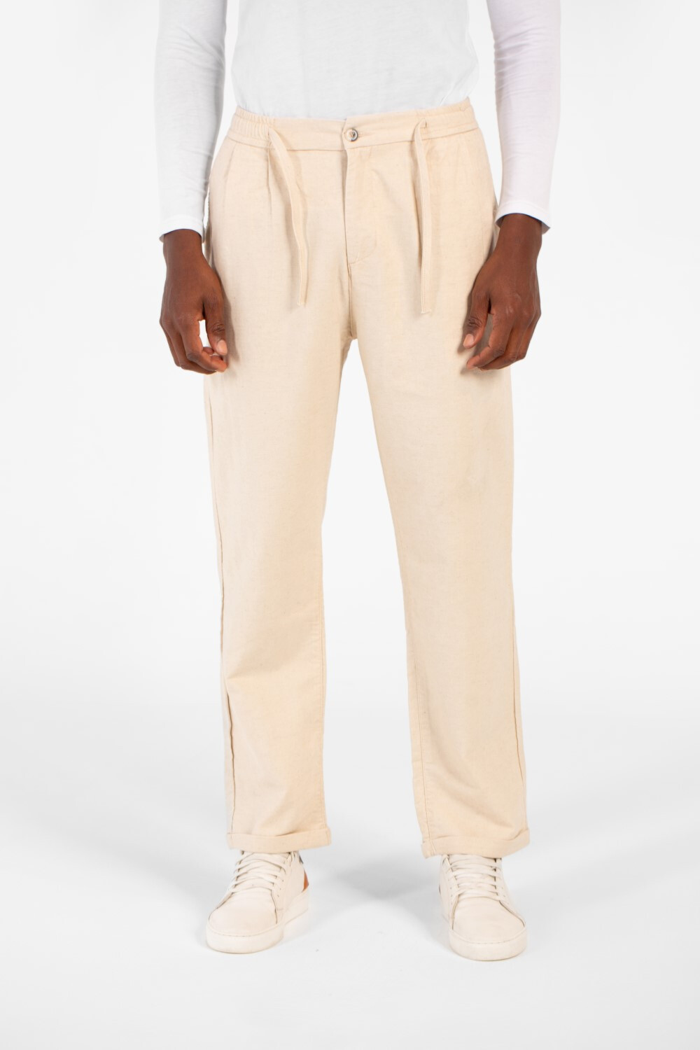 Men's Slim Fit Linen Drawstring Waist Pants High Quality Material With Pockets