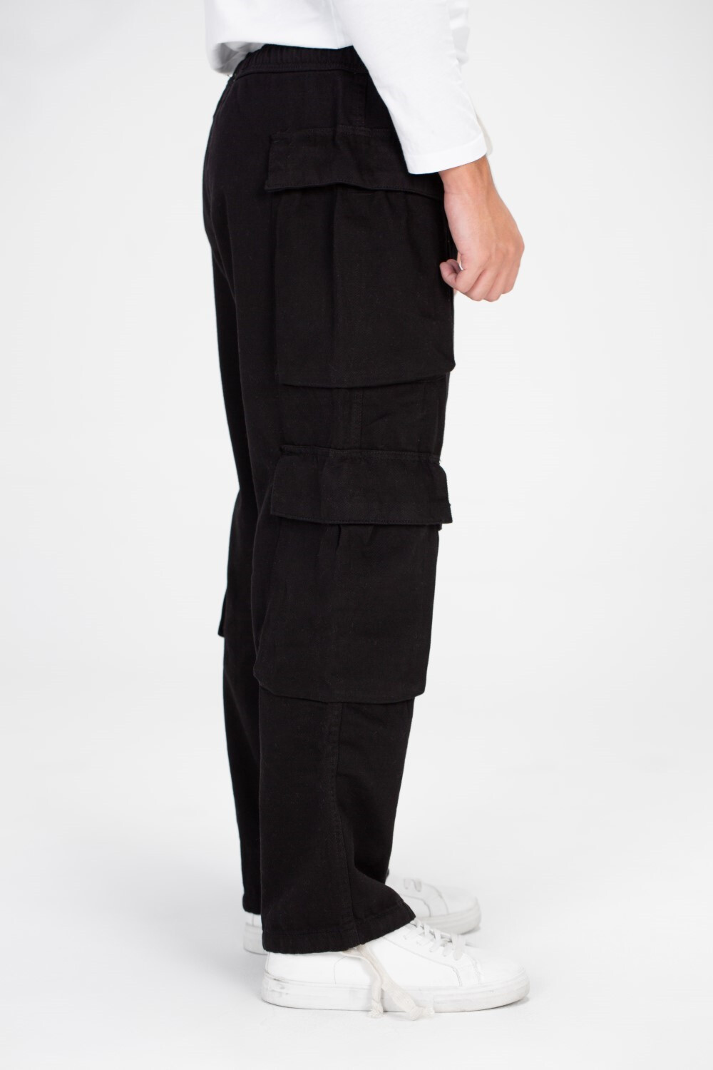 Men's Slouchy Gabardine Cargo Pants with Elastic Waist And Side Pockets