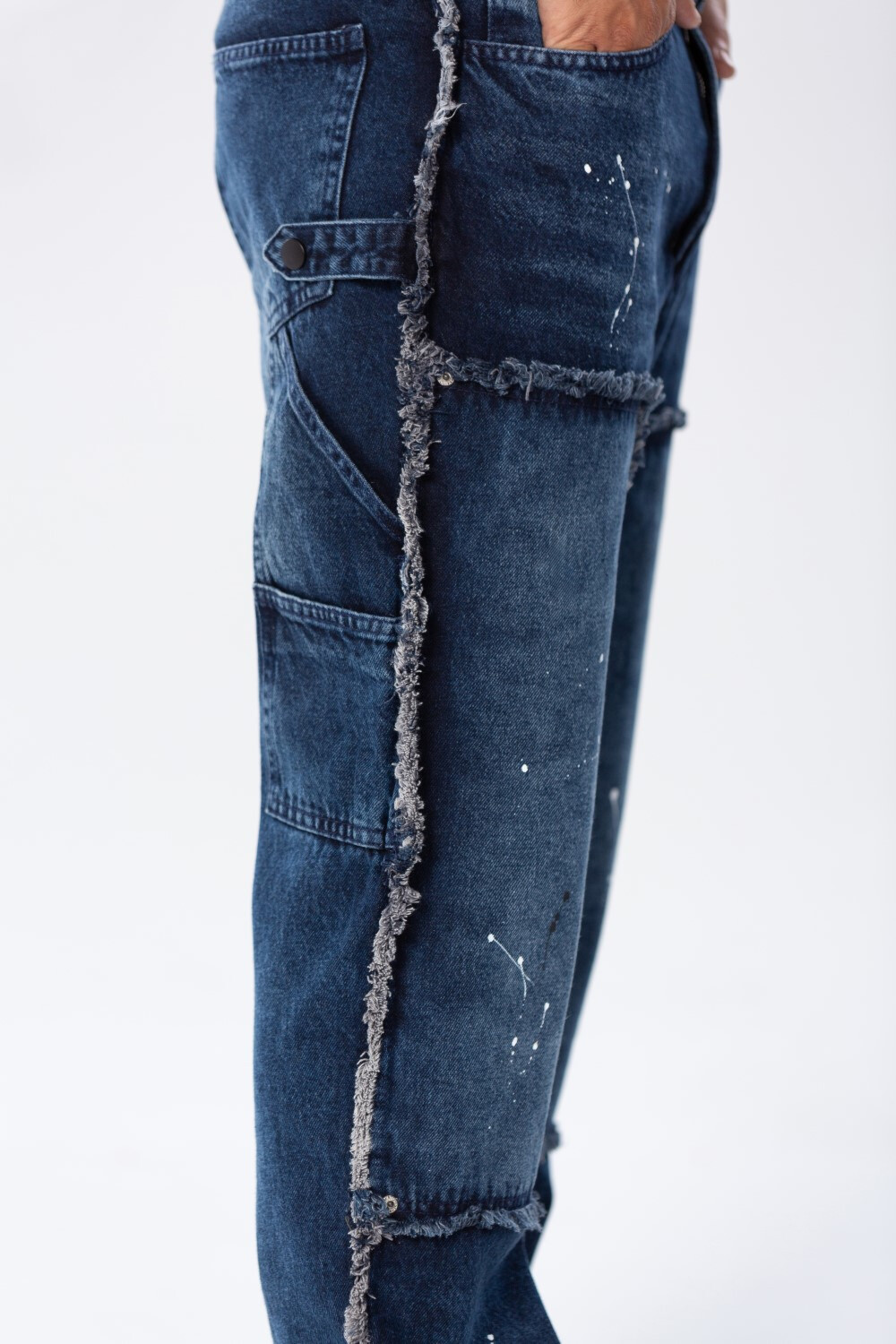 Men's Cargo Jeans Pants With A Modern Print And Cut