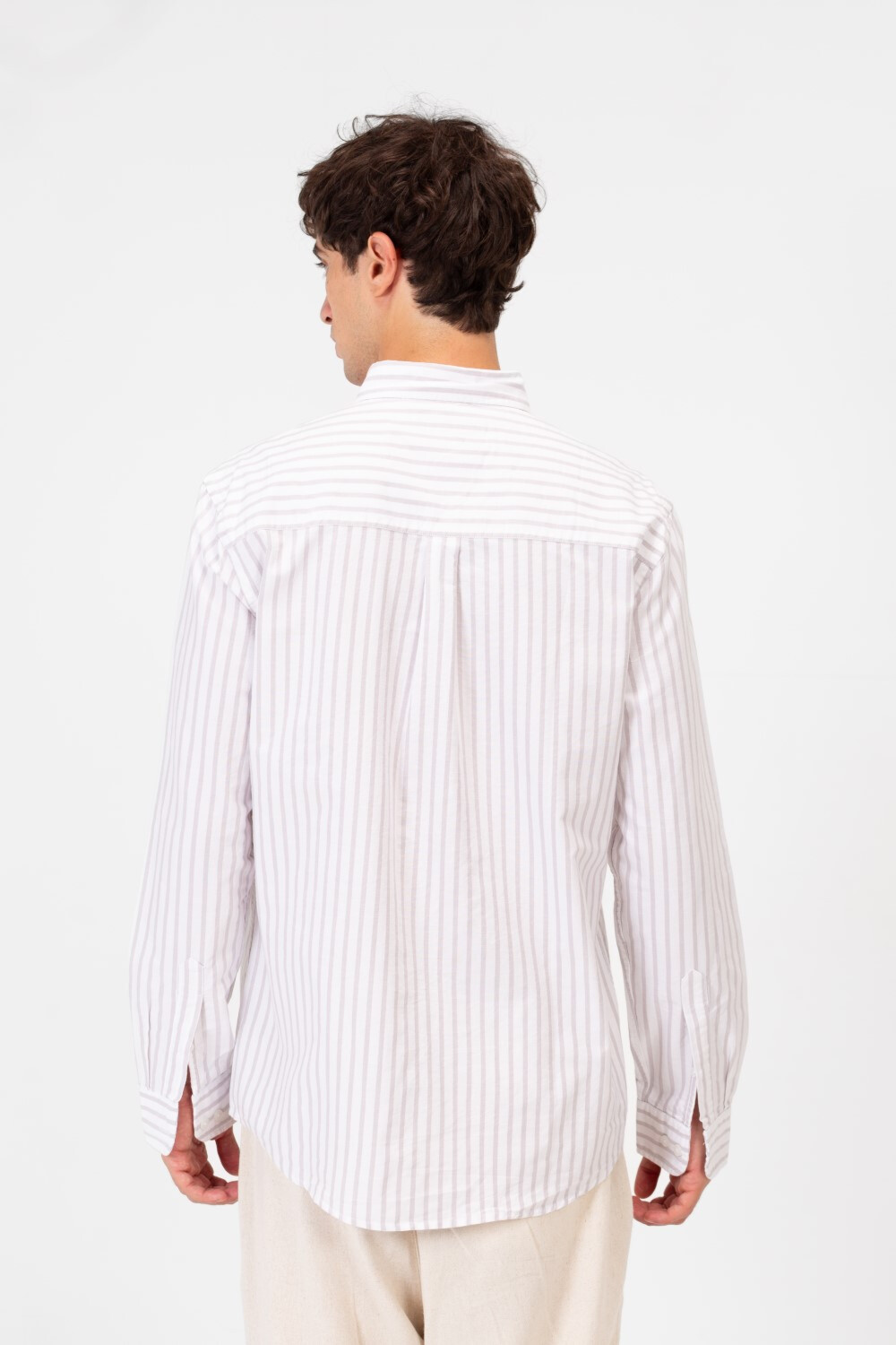 Men's Striped Regular Fit Long Sleeve Shirt With Front Pocket