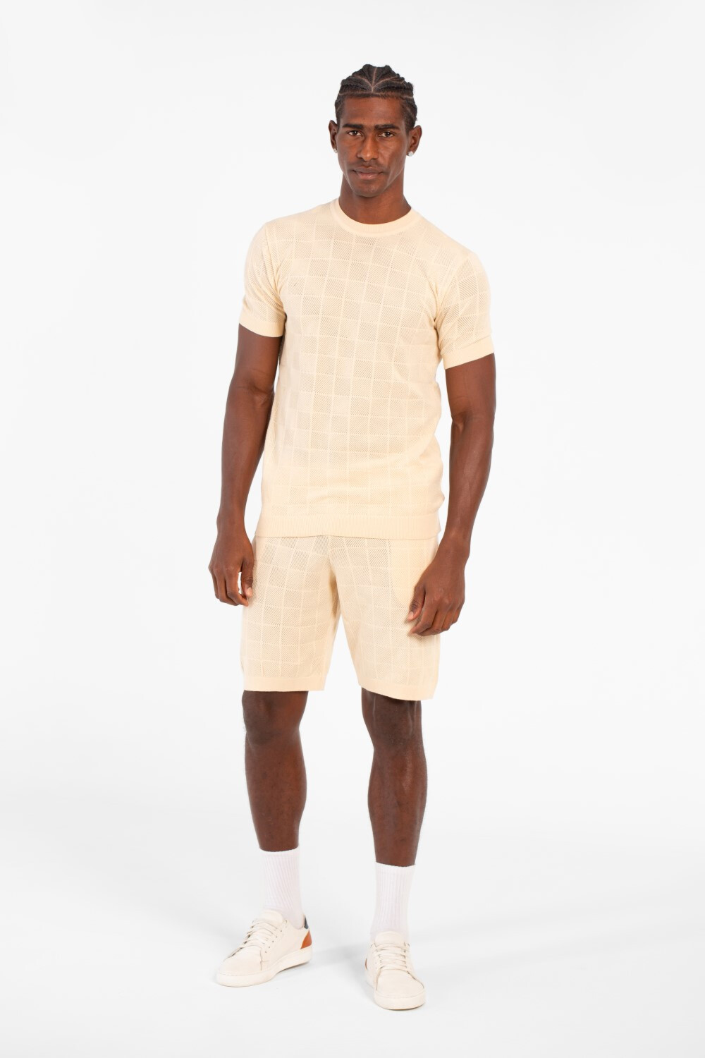 Men's Slim Fit Mesh 2 Piece Outfit Set Short Sleeve T-Shirt And Short