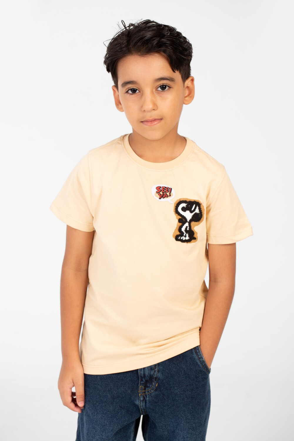 Boy's Tomato Summer Short Sleeves T-Shirt With Round Neck And Front Print