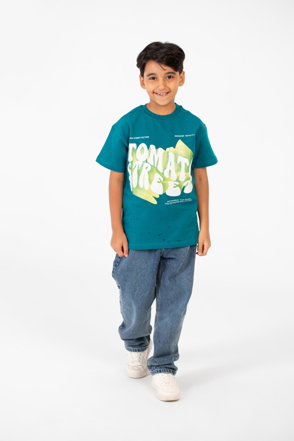 Boy's Milton Summer Oversized T-Shirt With Front Print And Short Sleeves