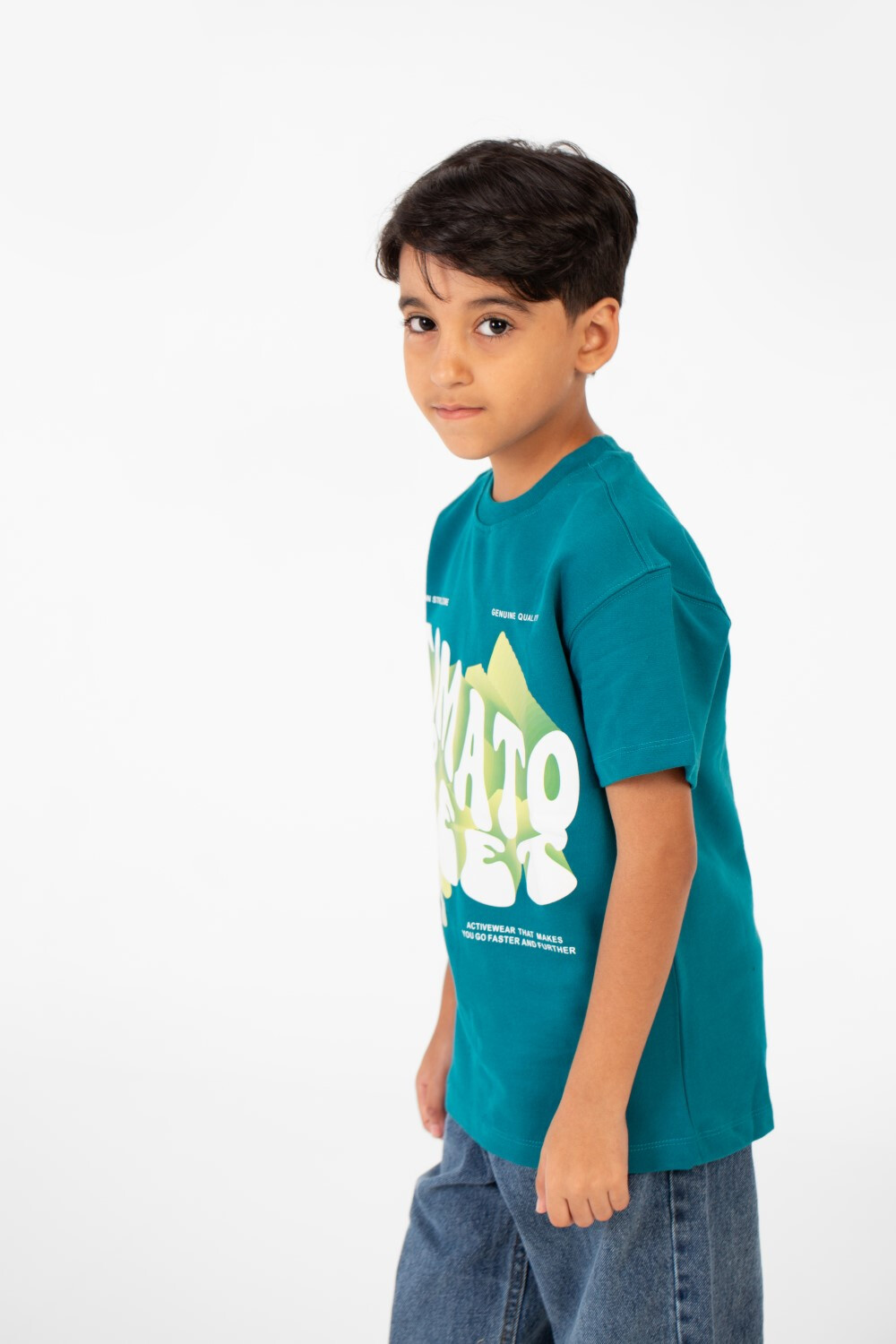 Boy's Milton Summer Oversized T-Shirt With Front Print And Short Sleeves