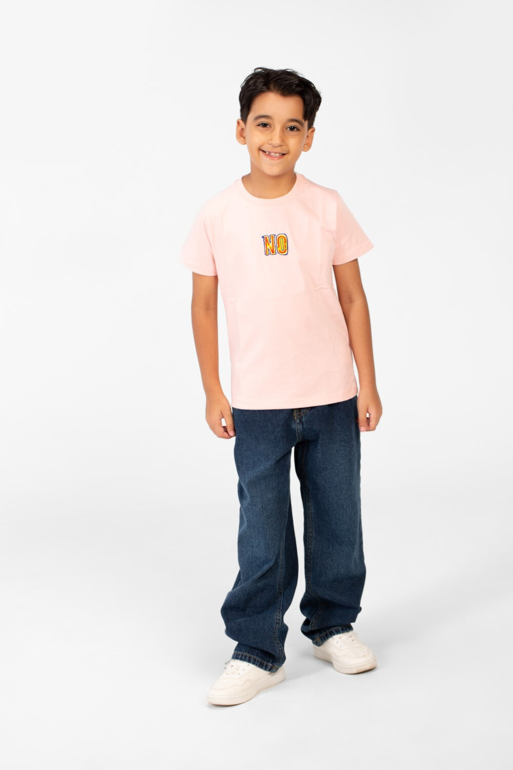 Boy's Front And Back No Print T-shirt With Short Sleeves And A Round Neck