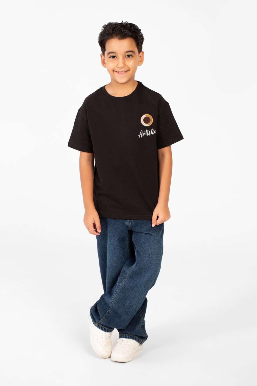 Boy's Summer Melton Short Sleeves T-shirt With Front And Back Print