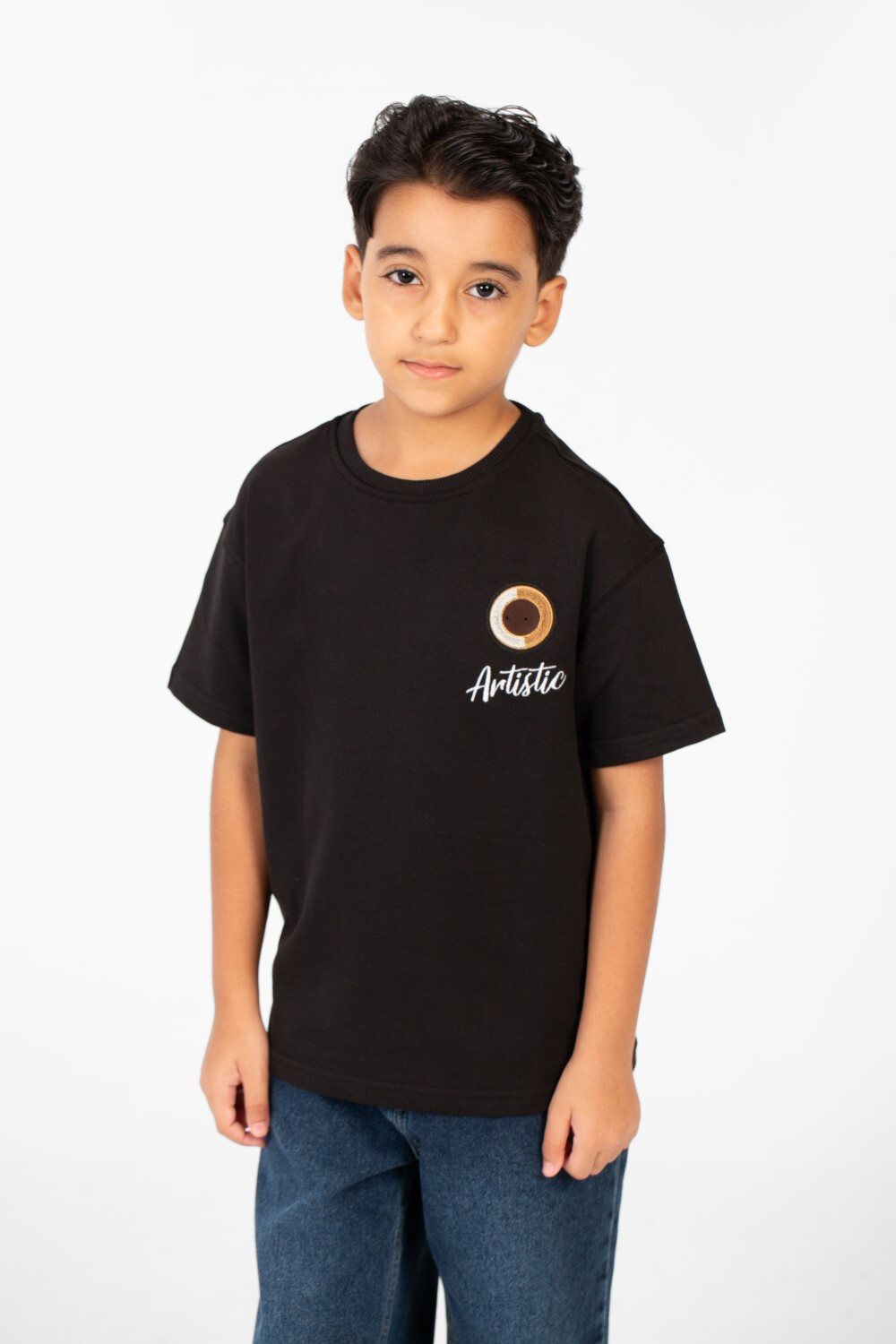Boy's Summer Melton Short Sleeves T-shirt With Front And Back Print