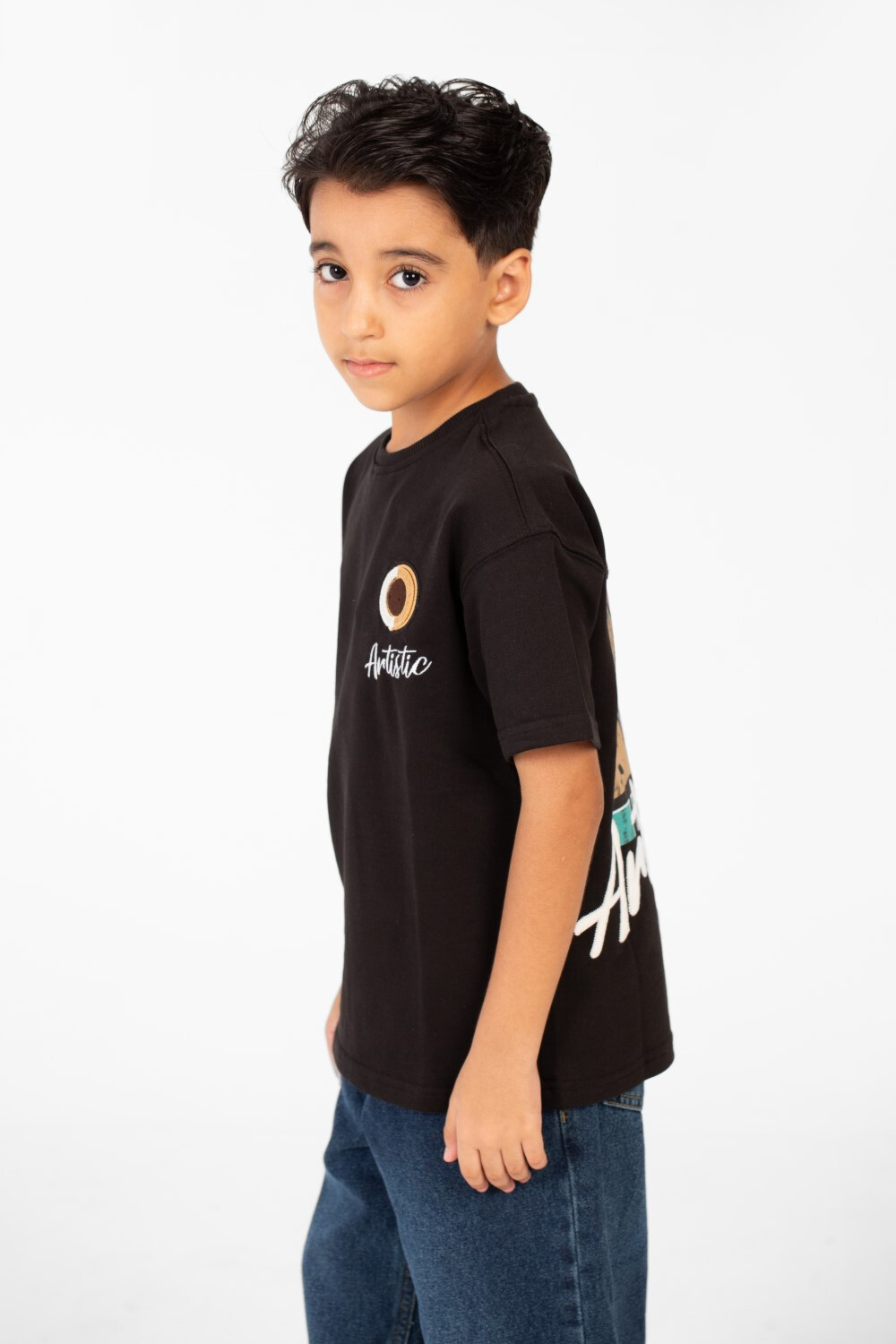 Boy's Summer Melton Short Sleeves T-shirt With Front And Back Print