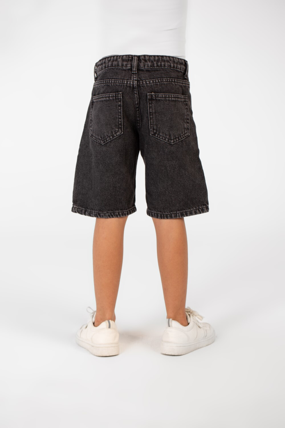 Boy's Summer Denim Short With A Modern Print And Pockets