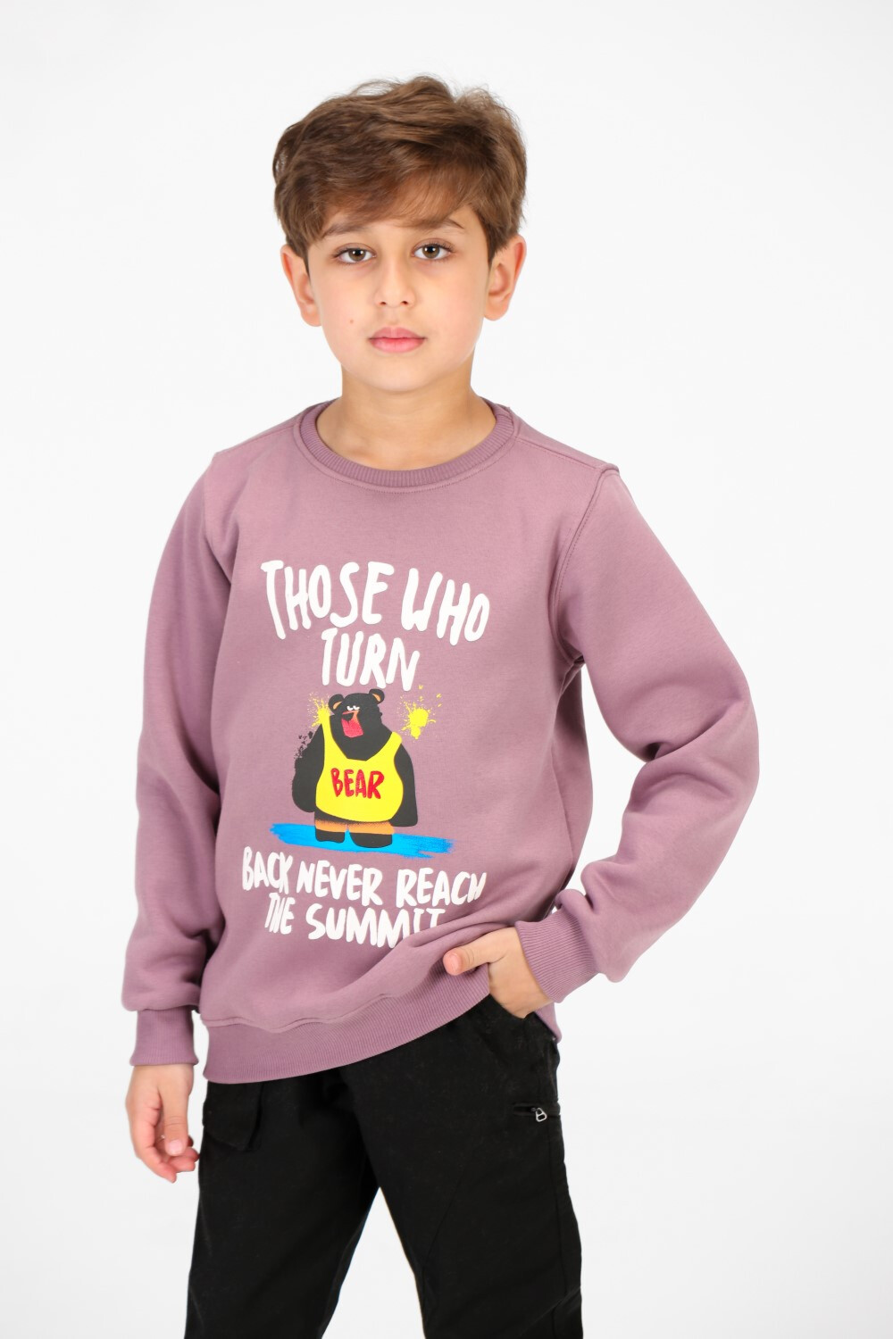 Boy's Round Neck Sweatshirt With Front Print In Comfortable Material