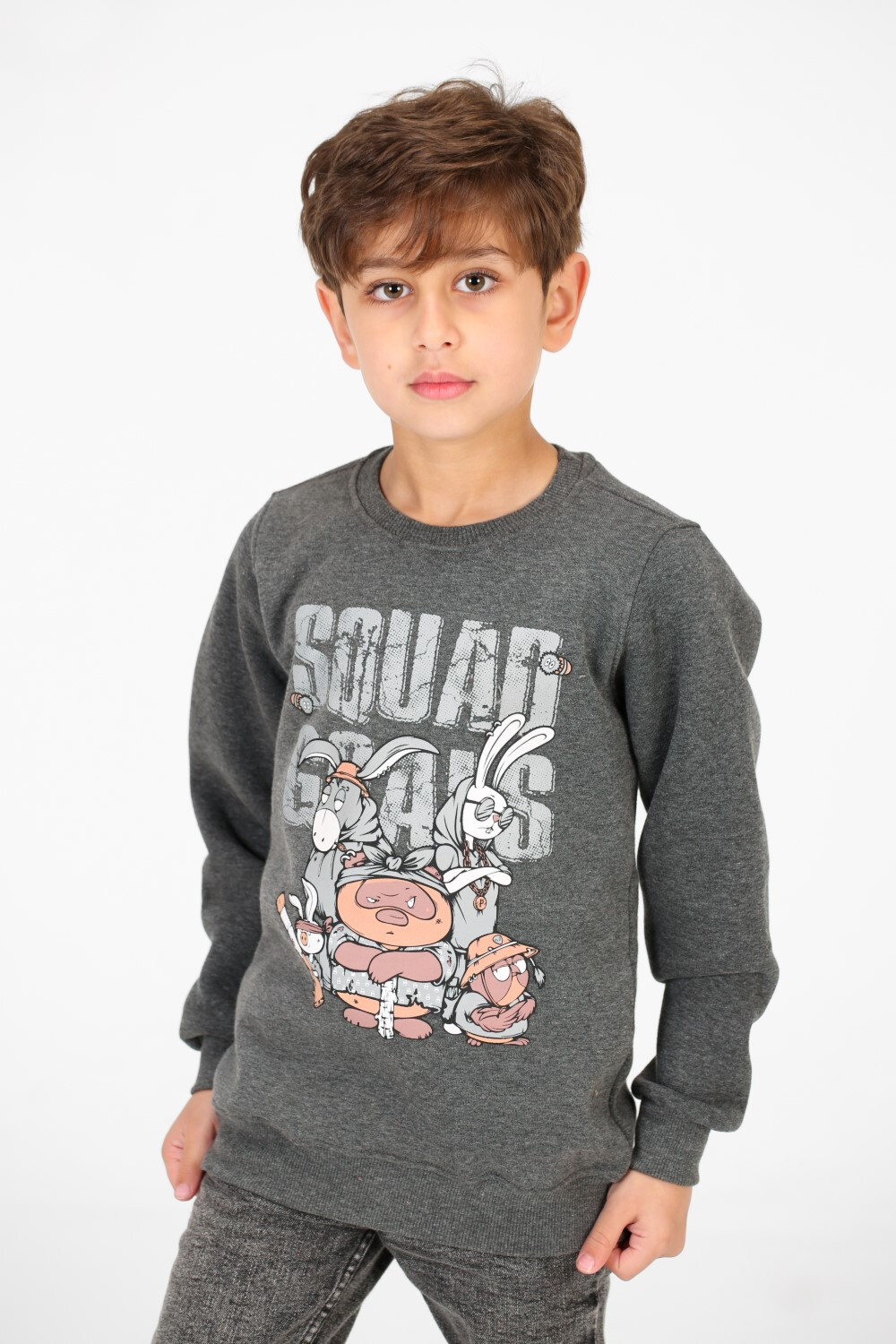 Boy's Round Neck Sweatshirt With Front Graphic Print