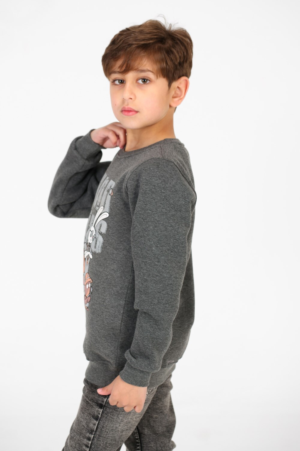 Boy's Round Neck Sweatshirt With Front Graphic Print