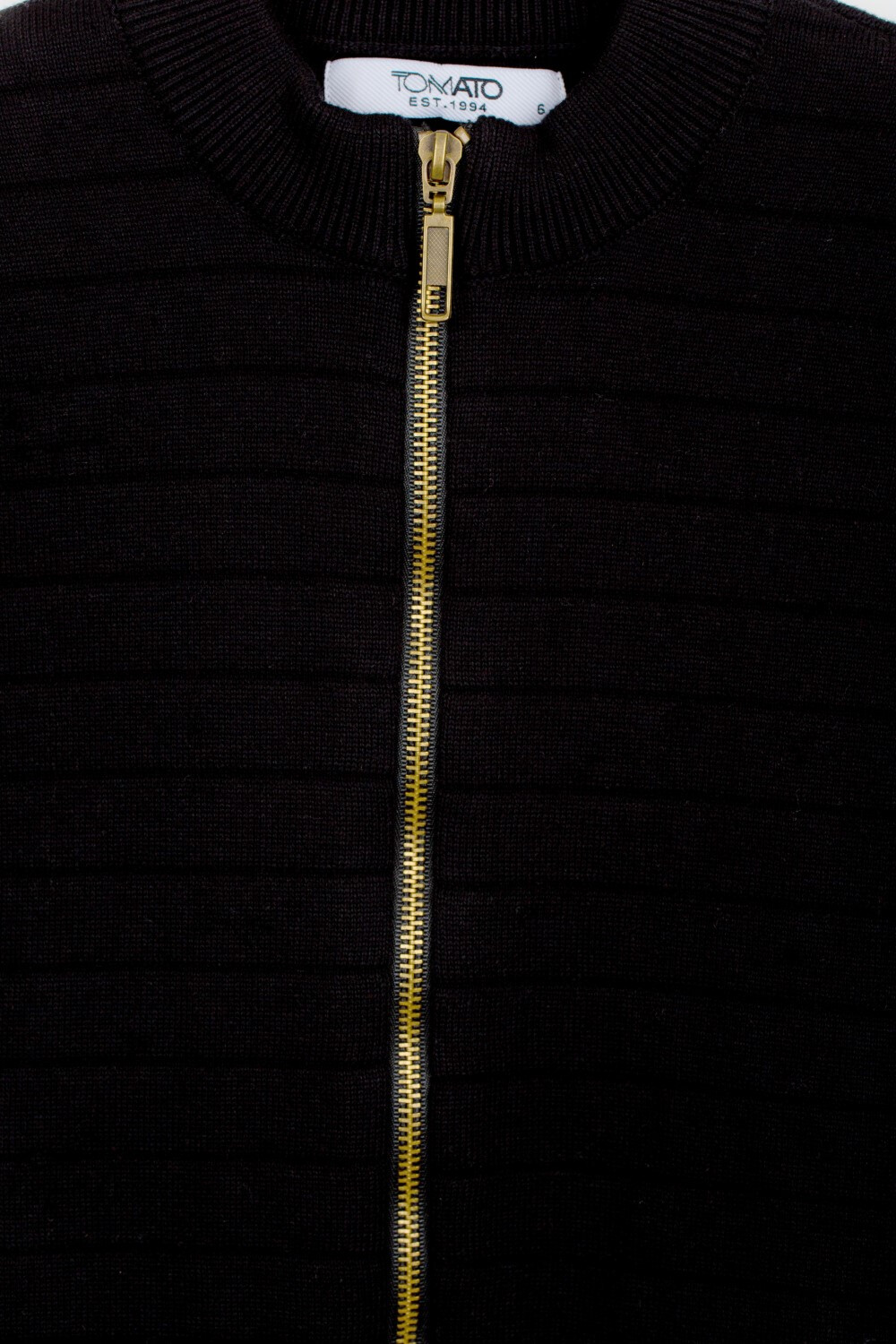 Boy's Slim Fit Full Zipper Padded Basic Wool Pullover