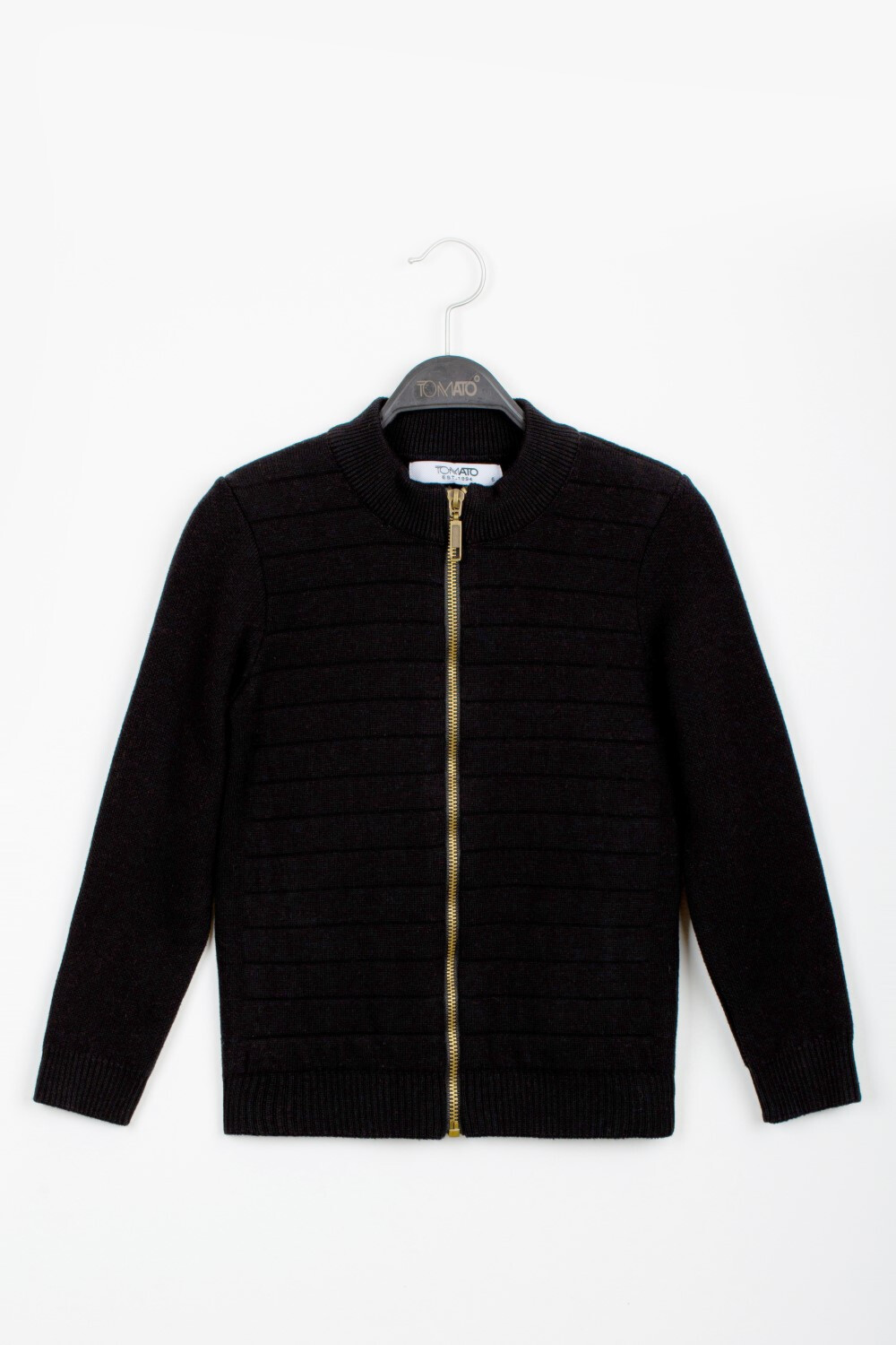 Boy's Slim Fit Full Zipper Padded Basic Wool Pullover