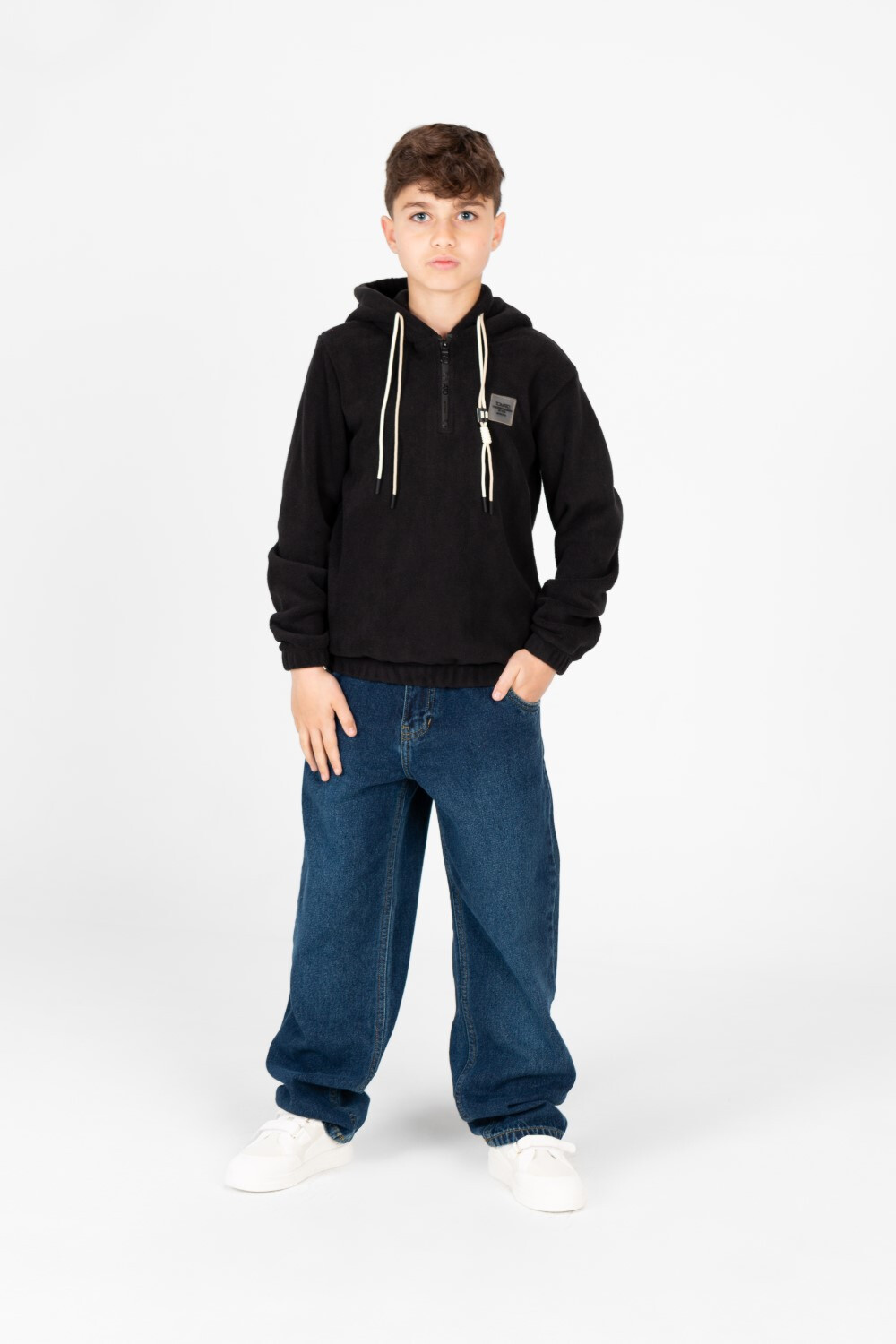 Boy's Tomato Half Zip Hooded Sweatshirt