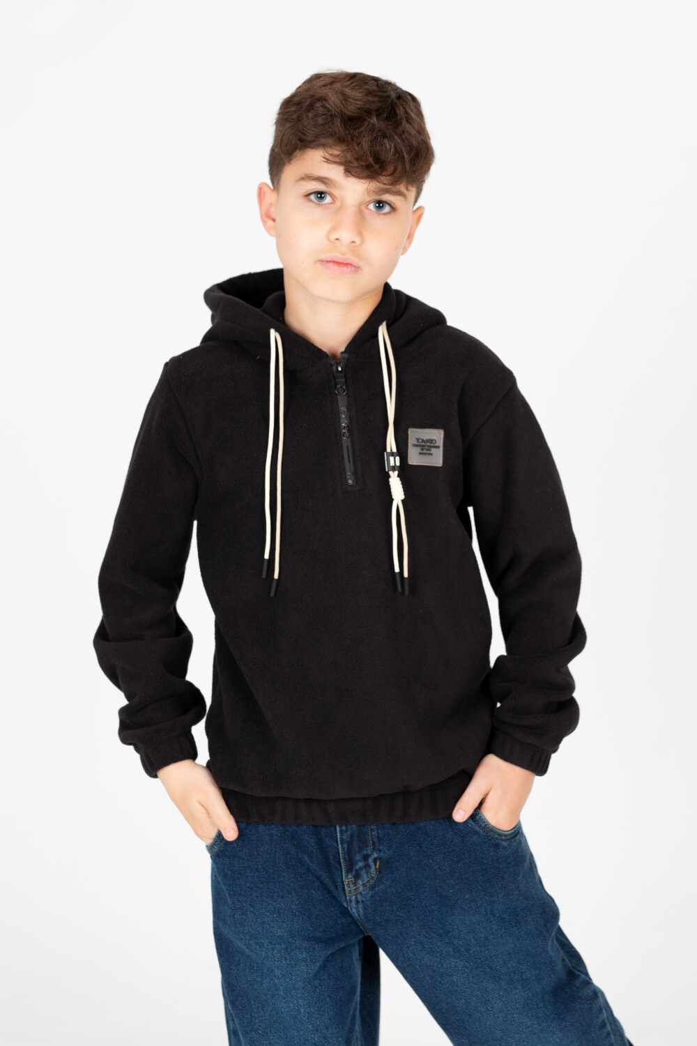 Boy's Tomato Half Zip Hooded Sweatshirt