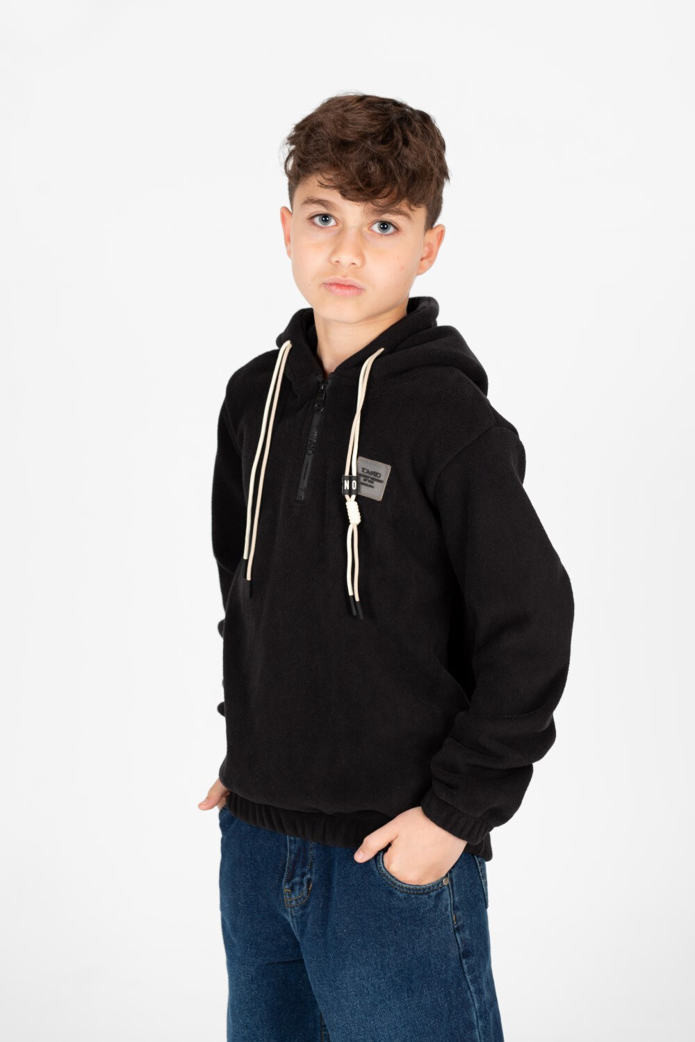Boy's Tomato Half Zip Hooded Sweatshirt