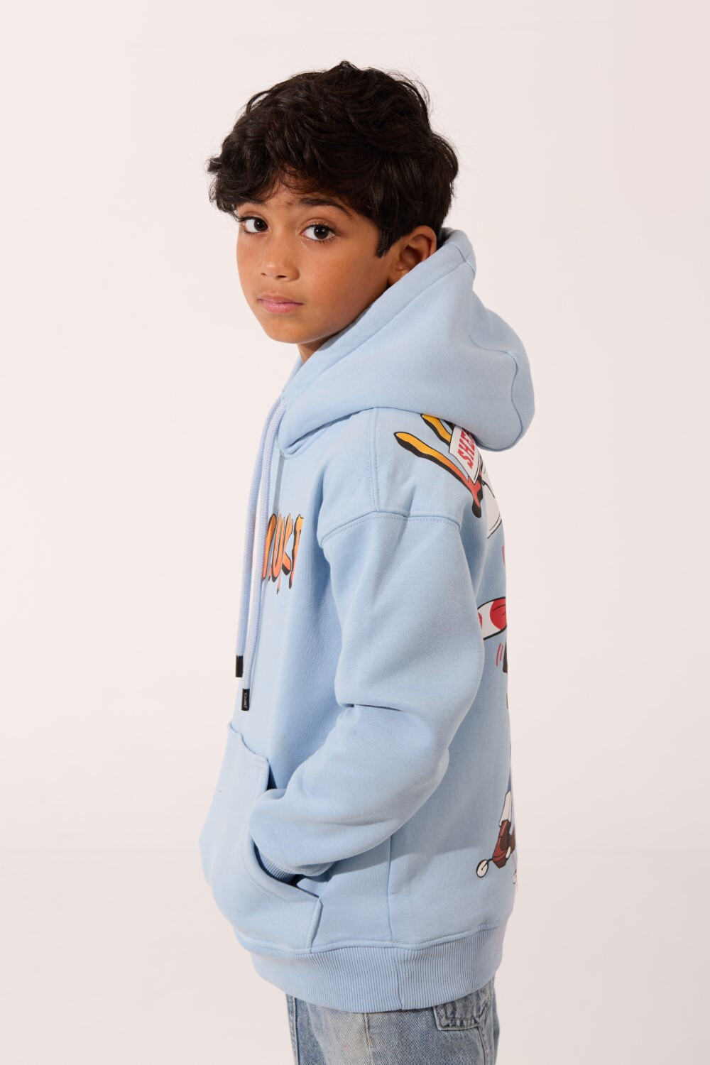 Boy's Oversized Graphic Print Milton Hooded Sweatshirt