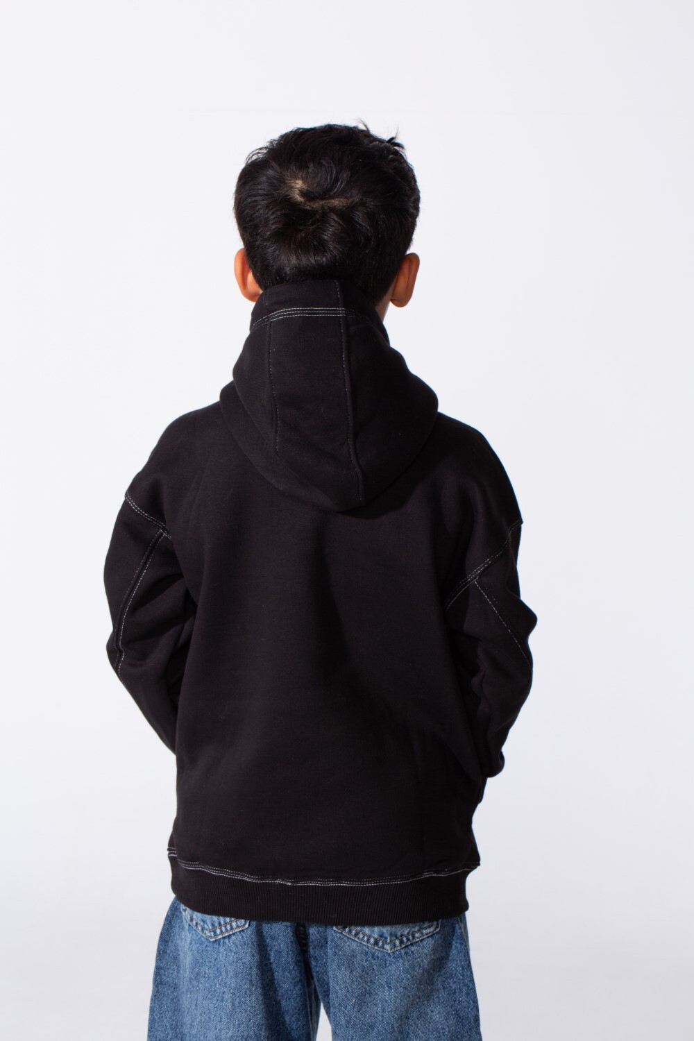 Boy's Milton Oversized Hood Sweatshirt With Text Print On The Front Long Sleeves