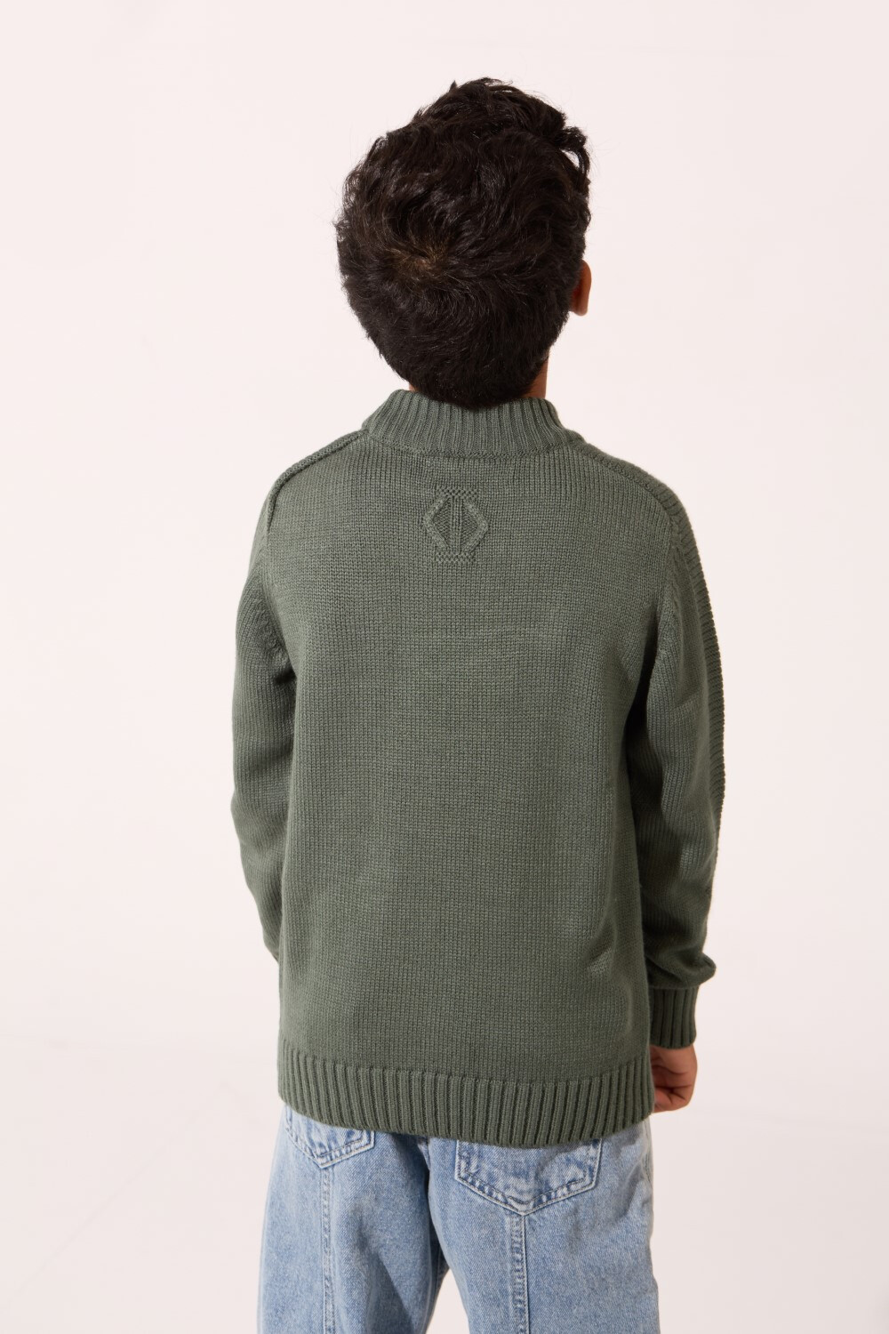 Boy's Tomato Slim Fit Knit Sweater Pullover With Round Neck And Long Sleeves In Comfortable And Modern Design