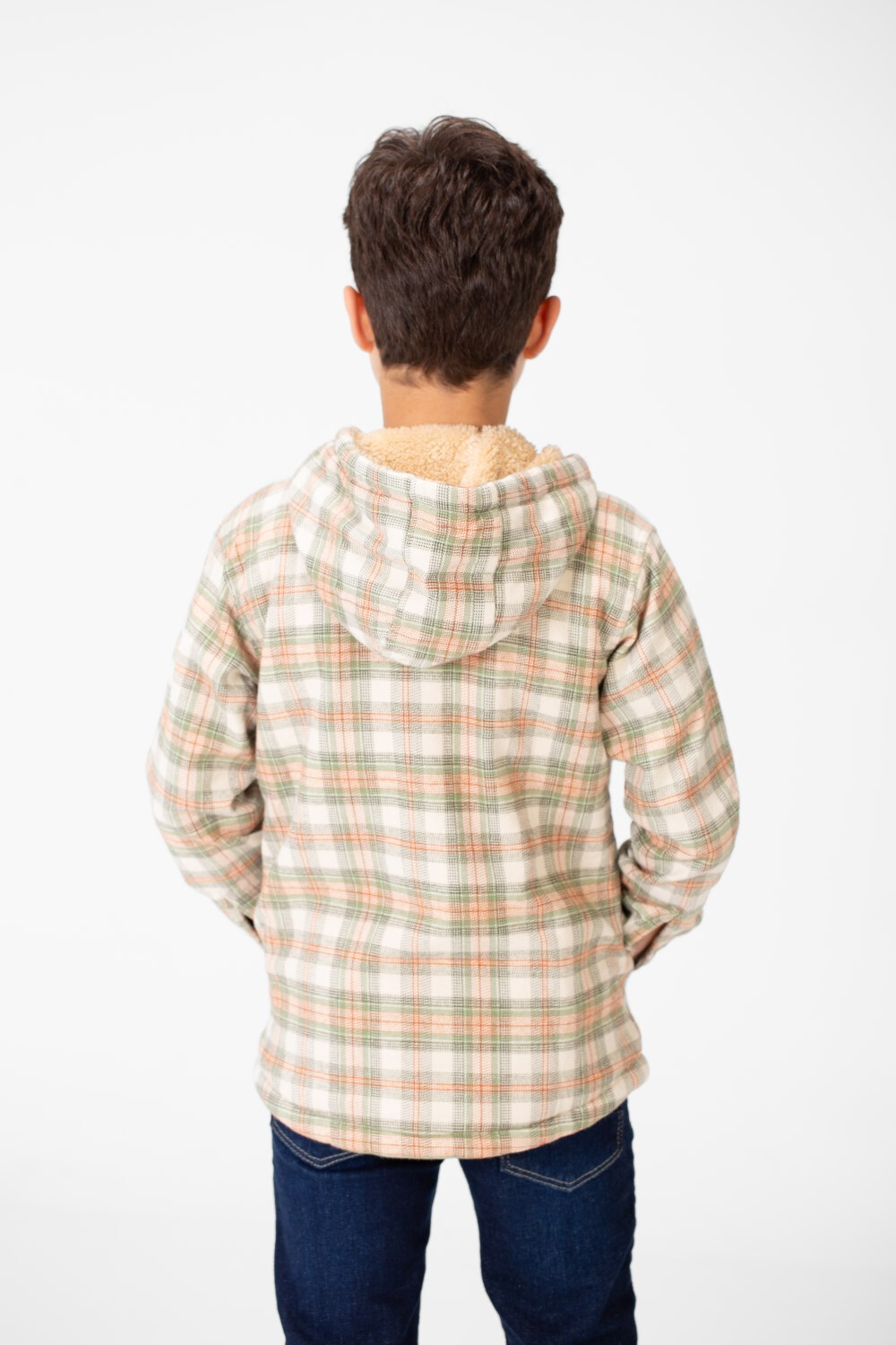 Boy's Fur Padded Hood Shirt With Full Zip