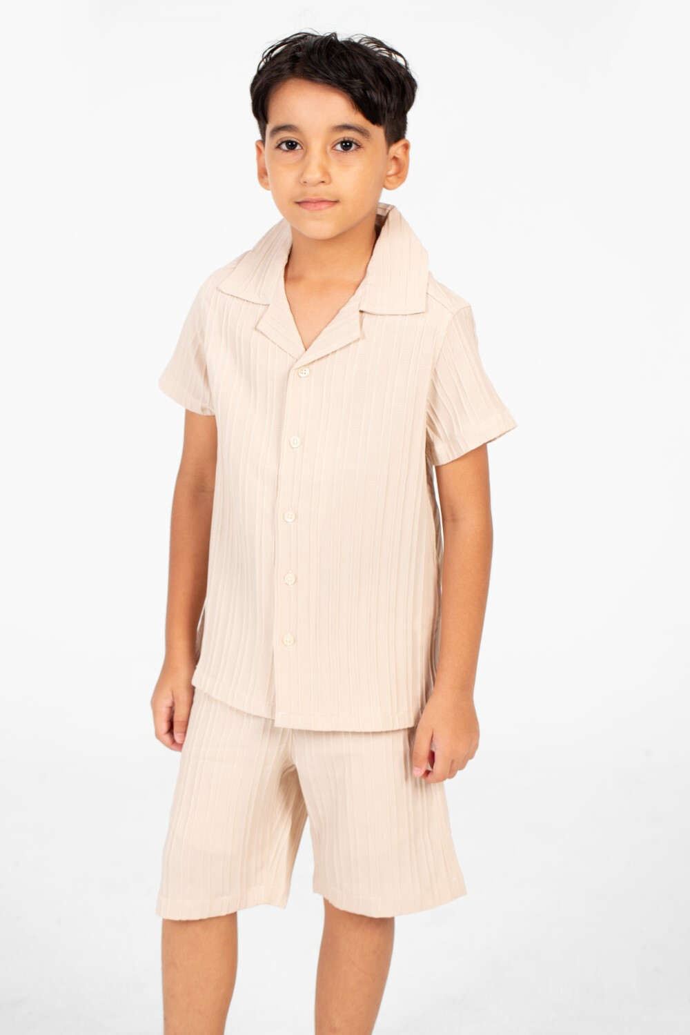 Boy's Basic Modern Outfit Half Sleeve Shirt And Short