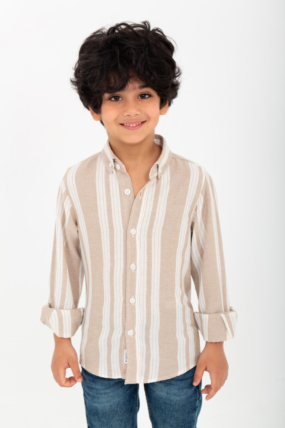 Boy's Long Sleeve Striped Linen Shirt