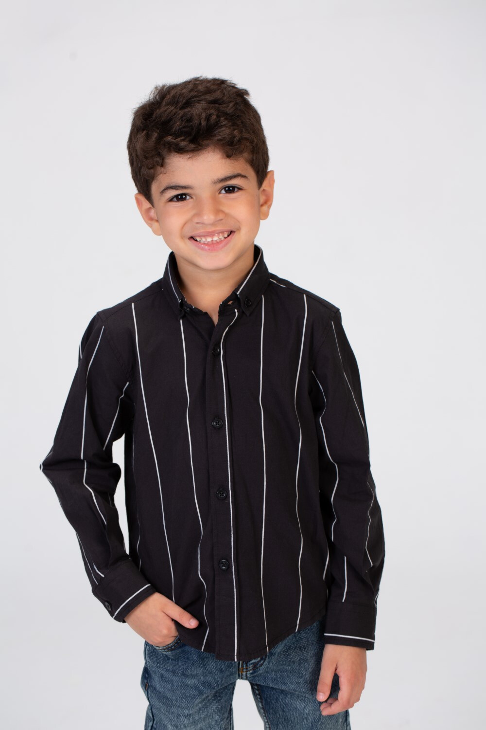 Boys Striped Long Sleeves Shirt Poplin Material
