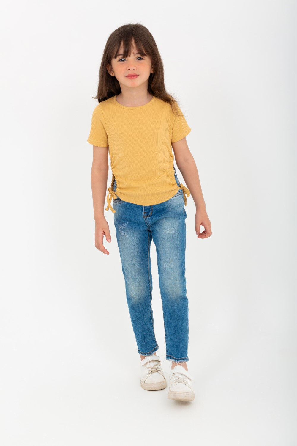 Girls' Ribbed T-shirt With Comfortable Material And A Unique, Distinctive Cut